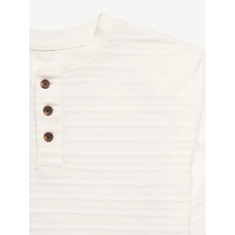 Old Navy Boy's Cozy-Knit Long Sleeve Henley T-Shirt - Creme - Sz XXL (18)
